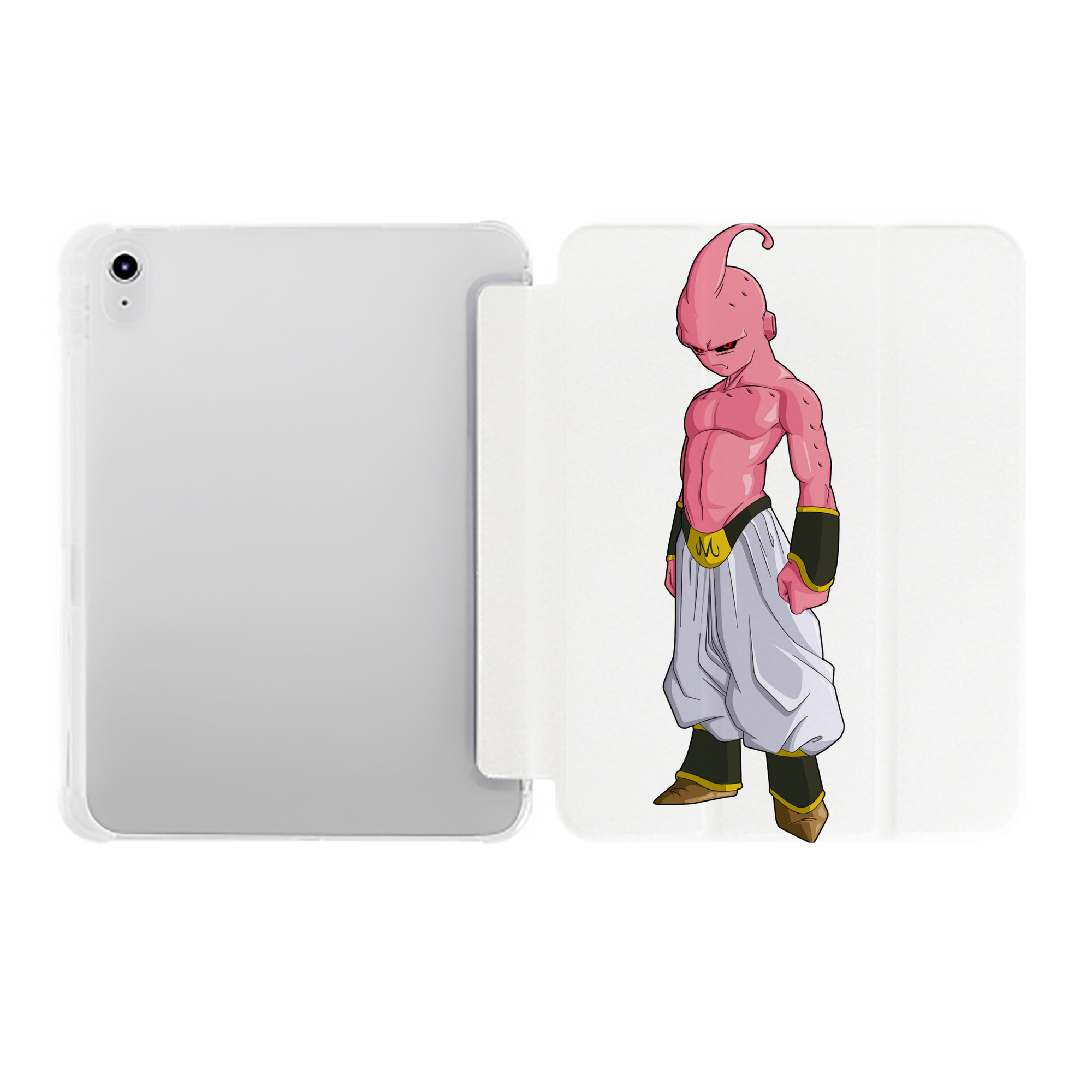 （画像用） ドラゴンボール 魔人ブウ DRAGON BALL Majin Buu IPad ケース ペン収納付き 三つ折りスタンド PUレザー×シリコン 対応機種9.5/10.5/10.9インチ